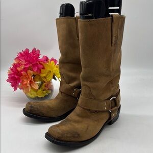 Guide Gear Distressed Men's Tan  Leather Cowboy Boots Size 10EE COW8775